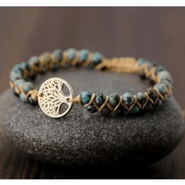 Afrikai türkiz karkötő Életfa medállal